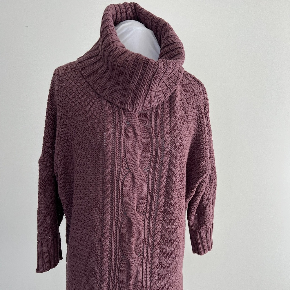 Express Cable Knit 3/4 sleeve Sweater in Plum